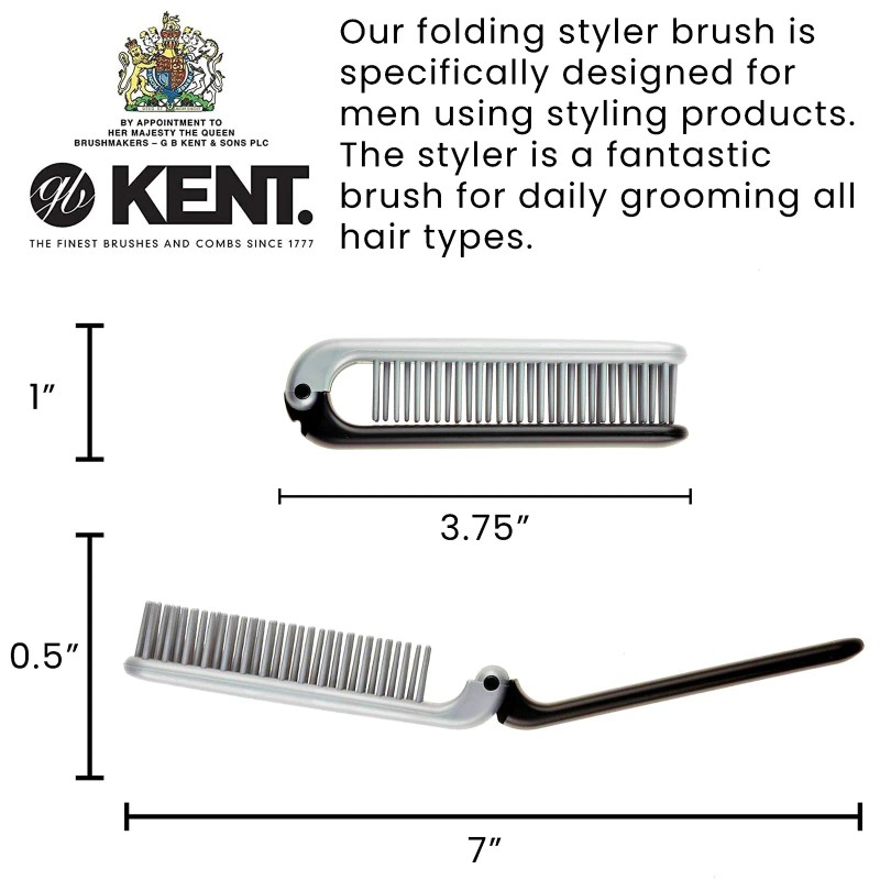 Kent For Men Travel Size Folding Styler Hair Brush
