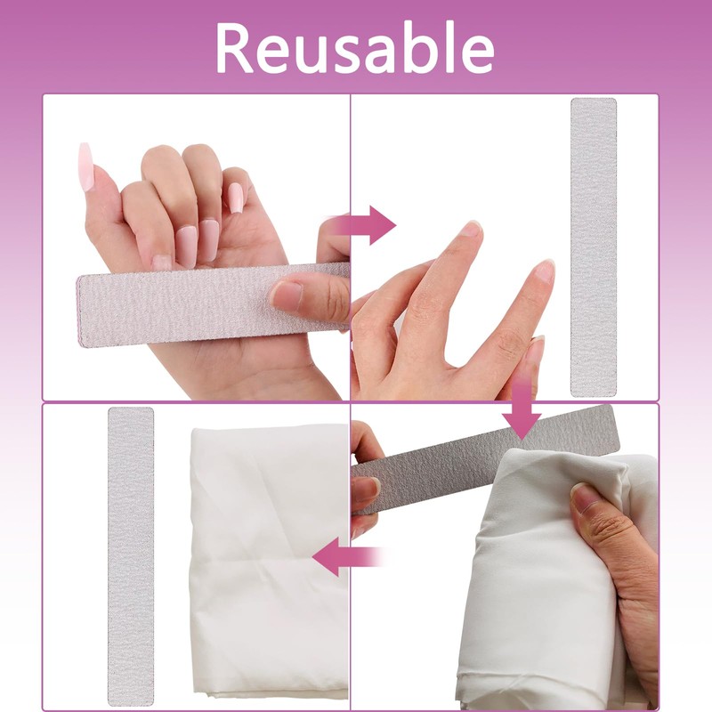 LNAUJS LNAUJS 3PCS Professional Reusable Double-Sided 100/180 Grit Washable Nail