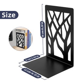 Mgood Book Ends, Metal Bookends, 1 Pair Black Book Ends for Shelves, Non Skid No Rusting Book End, Unique Designs Book Stopper for Home, Office, Library