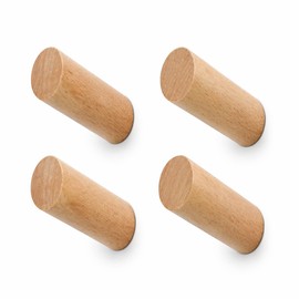 evory 4 Pack Coat Hooks Mounted Rustic Wooden Heavy Duty Robe Hook