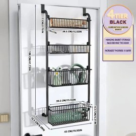 Home Over The Door Pantry Organizer Cabinet Organization And Storage Black Hanging Basket Wall Spice Rack Seasoning Shelvescolor: Black, Layer: 6 Layer