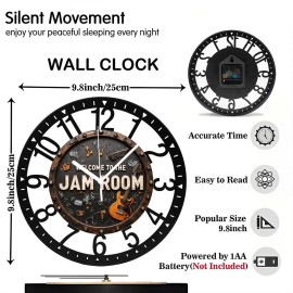 25cm Circular Iron Wall Clock with a Gas Station Price Signsheet size: 10 inch, color: Black