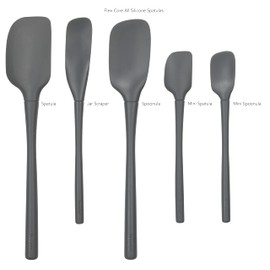 Flex-Core Spatula All Silicone High Heat Resistant 5 Piece Cooking Utensils Set - Includes Non-Stick Spatula, Spoonula, Jar Scraper, and Mini | BPA-Free Kitchen | Ergonomic Design