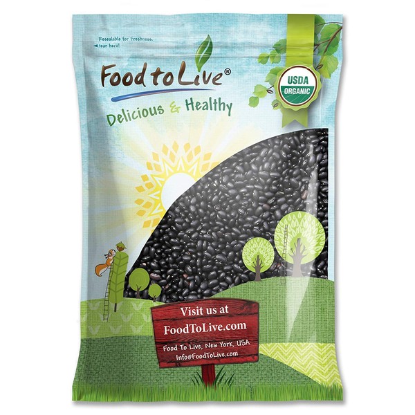 Organic Black Turtle Beans, 10 Pounds - Dried, Non-GMO, Kosher, Raw, Sproutable, Vegan, Bulk