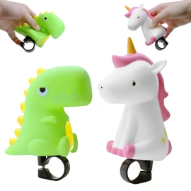 TZQFROCE Children's Bicycle Horn Dinosaur Bicycle Bell Mini Bicycle Bell Children's Bicycle Horn Children Dinosaur Unicorn Bicycle Bell for Riding, Trekking, Playing Outdoor (2 Pieces)