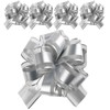 5 PCS Large Pull Bows Wrapping Pull Bow Ribbon，Silver Gift