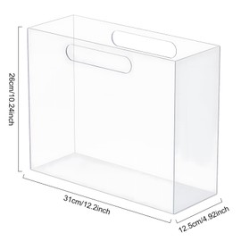 Clear Acrylic File Organizer Box with Handles, Portable Letter-Size Hanging File Holder for Desktop, Slim Design for Office and Home, Desktop Storage Solution