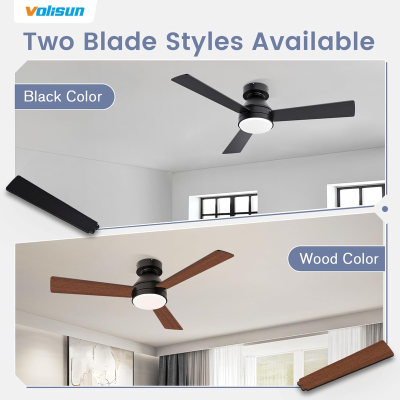 VOLISUN Ceiling Fan with Lights, 42 inch Low Profile Ceiling