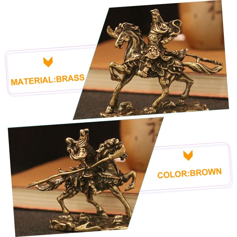 Tofficu 2pcs Brass Horse Riding Statue Elegant Table Decor for