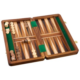 RoyalChessMall-10 Handcrafted Wood Travel Backgammon Piece Set Game Foldable Board