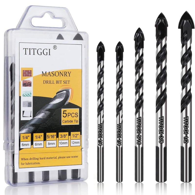 Concrete & Masonry Professional Drill Bit Set (5PCS) for Glass/Brick/Plastic/Cement/Wood/Tile/Etc,
