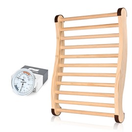 2025 Upgraded Sauna Backrest and 2 in 1 Thermometer Hygrometer (Fahrenheit), Sauna Accessories, Infrared Sauna Kit, S-Shaped Design with Non-Slip Pads, Temperature: 70-250°F, Humidity: 0-100%