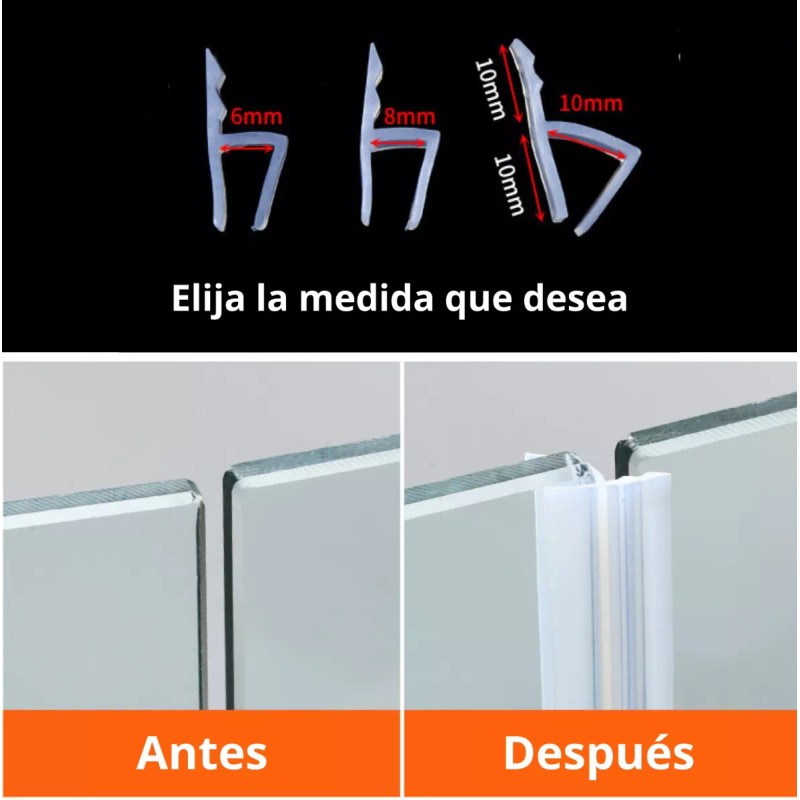 Estuchelandia Tira Sellado Puerta Burlete Cancel Baño Ducha Impermeable 2m