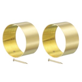 sourcing map 2 Pcs Brass Furniture Foot Cover, 2.09 x 2.17 x 1.18 Inch Round Furniture Pads Leg Cover Gold Table Foot Cap Floor Protector for Chair, Table, Sofa, Bed