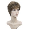 Wigsinway Short Synthetic Wigs Golden Brown Fluffy Straight Full Bang