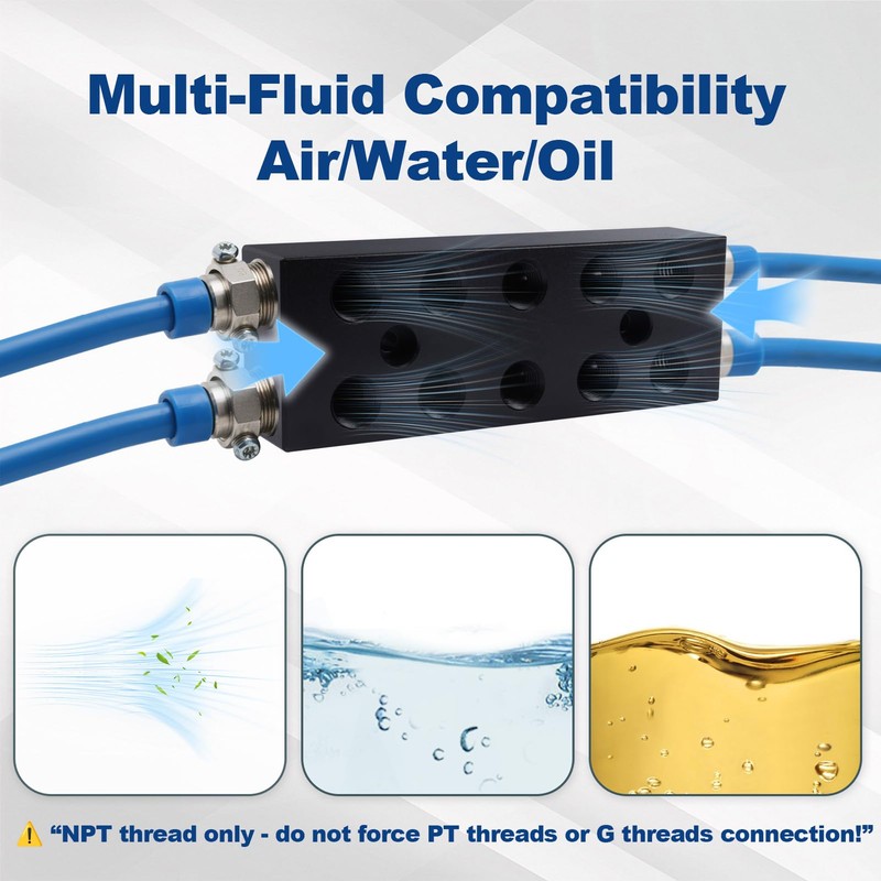Dual-Row Air Manifold,Air Compressor Manifold, Air Inline Manifold Block Splitter,
