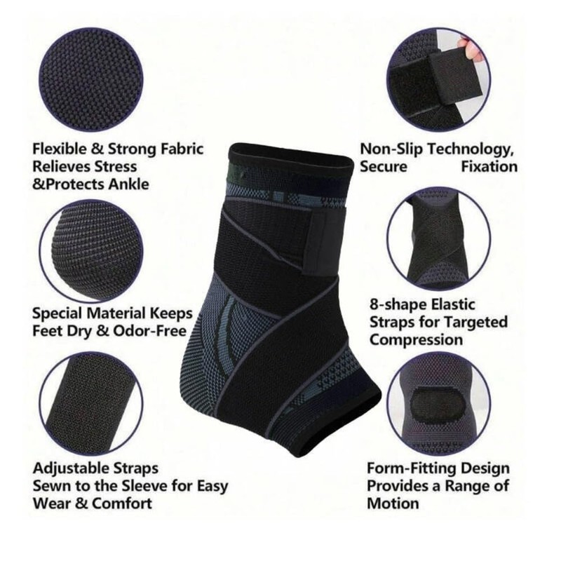 Poemtian Adjustable Ankle Brace for Women and Men, Ankle Support,