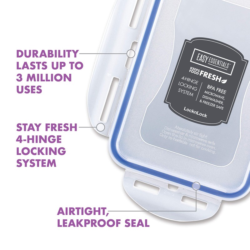 LocknLock Easy Essentials Food Storage lids/Airtight containers/Stackable, BPA Free, 6