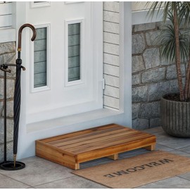 Wooden One Step Stool - Solid Pine Step Vertical Board with Anti Slip pad, Suitable for Elderly People's Wooden Step Stool, High Bed, Bathroom, Kitchen (23.6" L*15.7" W*3.9" H), Natural