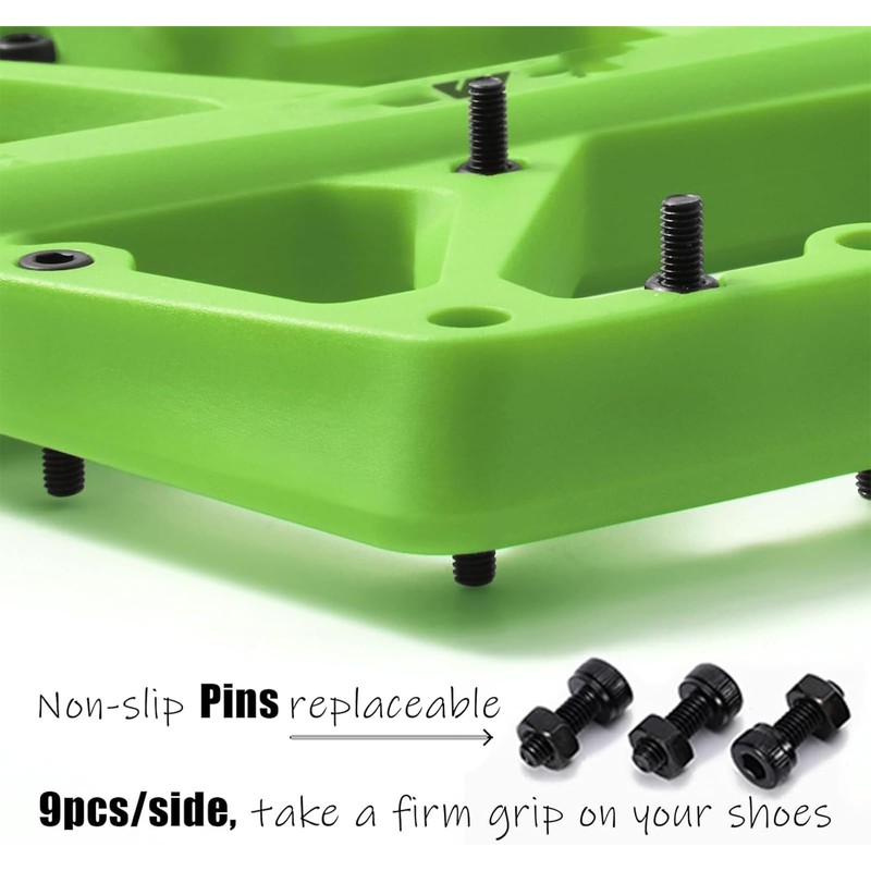 MTB Pedals, Large Platform with 18 Grippy Pins, Cr-Mo Spindle,