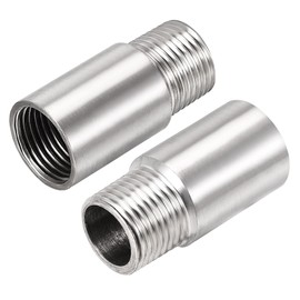 sourcing map Shower Head Extension Arm Stainless Steel 1/2PT Male to 1/2PT Female Thread 50mm Length Cast Pipe Fitting Coupler 2Pcs