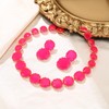 Flyonce Hot Pink Rhinestone Statement Choker Necklace Earrings Set, Round
