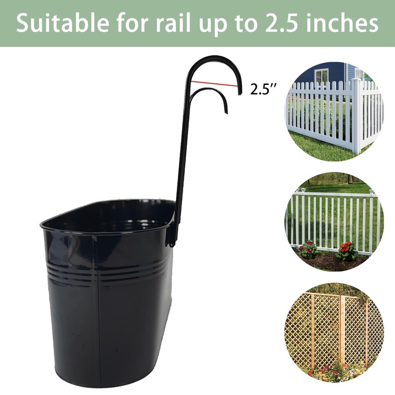 Joyfernal Hanging Planters for Outdoor Plants, 17" Railing Planter Pots,