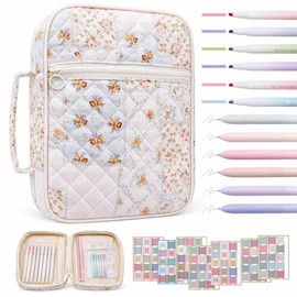 BtyHomShelf Bible Cover Case For Women,Large Bible Bag with Study Supplies,Quilted Bible Carrying Case for Girls,Portable Bible Case with Highlighter, Pens,Tabs,Bible Study Gifts for Women