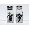 Purple Grapes Leaves Vine Hand Painted Glass Salt and Pepper