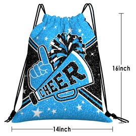 FORATIO Cheerleading Drawstring Bag Set Including Drawstring Sackpack Stickers Lanyard Keychains Bracelets Hair Ties 6 Pcs