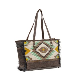 Myra Bag Western Leather Shoulder Bag for Women - Upcycled Canvas Handbag Cottonee