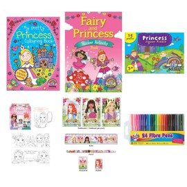 Anilas Mega Princess Activity Set with Colouring, Sticker & Activity Books, Puzzle, Colouring Mug, Stationery & Felt Tip Pens (Perfect for Girls Ages 3-8)