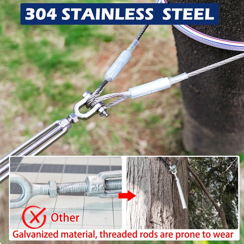 2 Pack Turnbuckle 1/4 M6 304 Stainless Steel Turnbuckles, 1600