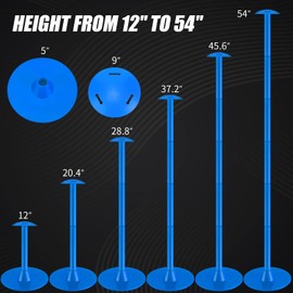 4 Pcs Boat Cover Support Pole, Adjustable Boat Cover Support System, Height 12''-54'', ABS Plastic Pole Jon Boat Accessories for Supporting Fishing Bass Pontoon Boat Trailer Cover (Blue)