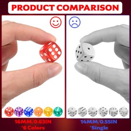36 Pcs Game Dice Set, Multicolor 6 Sided Dice Set, 16 mm Rounded Edges Game Dice Bulk Set for Tenzi, Farkle, Yahtzee, Bunco, Dice Game, Math Game Party Favor, Teaching Math, with 1 x Storage Bag