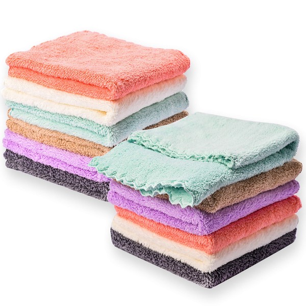 Kyapoo Baby Washcloths 12 Pack 12x12 Inches Microfiber Coral Fleece