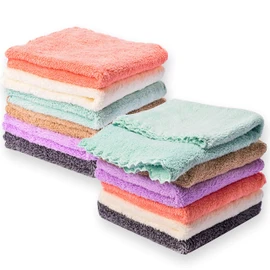 Kyapoo Baby Washcloths 12 Pack 12x12 Inches Microfiber Coral Fleece Extra Absorbent and Soft for Newborns, Infants and Toddlers