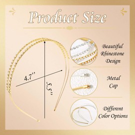 STGDAK Rhinestone Headband For Women Gold Headbands Bridal Metal Head Band Double Rows Crystal Bridal Hairband Flower Girl Hair Hoop Cute Headpiece Silver Tiara Crown Wedding Fashion Hair Accessories