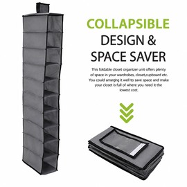10-Layer Hanging Shoe Organizer for Closet Storage – Collapsible Polyester Rack for Shoes & Hats Over the Door