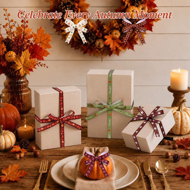 Fall Grosgrain Ribbon, Autumn Thanksgiving Decorative Ribbon