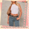 SUOSDEY Women Leather Ratchet Belt for Jeans Dresses Pants Black