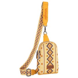 Wrangler Aztec Sling Bags for Women with Detachable Strap-Western Fashion - Color: Aztec-yellow