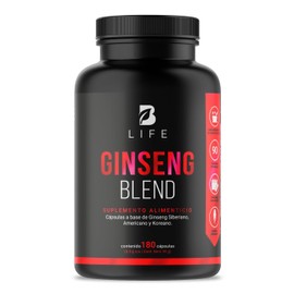 Ginseng Siberiano, Americano y Koreano de 180 Cpsulas de 1000 mg por porcin. Ingredientes naturales. Ginseng Blend B Life.                            