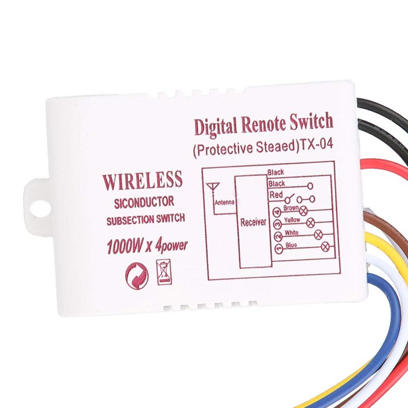 RF Remote Control Switch 1/2/3/4 Ways On/Off AC180-240V 1000W Wireless