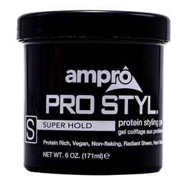 AmPro Pro Styl Styling Gel - Protects and Strengthens Your Strands - Non-Flaking, Alcohol Free, Vegan Formula - Flexible, Touchable Hold for All Hair Textures - Super Hold - 6 oz
