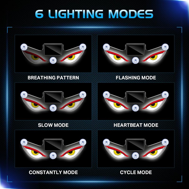 Teguangmei Solar Devils Eyes Light for Windshield 6 Modes Demon