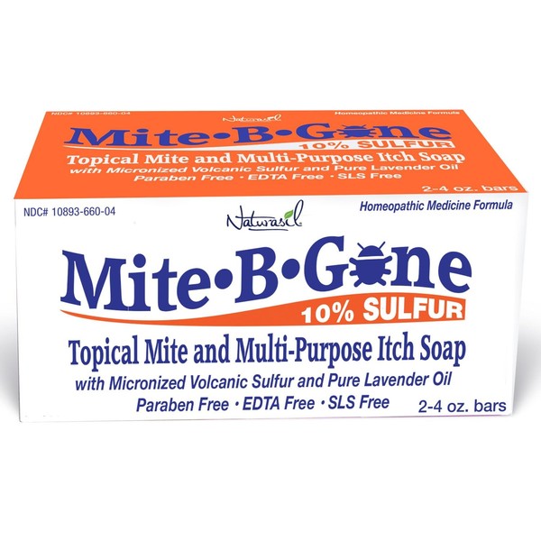 Mite-B-Gone Relief Soap - Fast Anti-Itch Soaps for Human Mites, Insect & Mosquito Bites, Itching & Discomfort | Kid Safe | Effective for All Skin Types | 4 oz Bars (2)