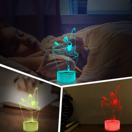 Lampeez Kids 3D Ballerina Night Light Ballet Dancer Optical Illusion Lamp with 16 Colors Remote Control Changing Birthday Xmas Valentine's Day Gift Idea for Boys and Girls