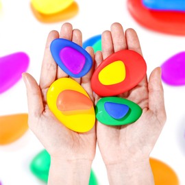 GAMIFUN 36 Pieces Rainbow Stacking Stones, Preschool Kindergarten Toys Accessories, Sorting and Stacking Stones for Math Manipulatives Educational (Bright Rainbow)