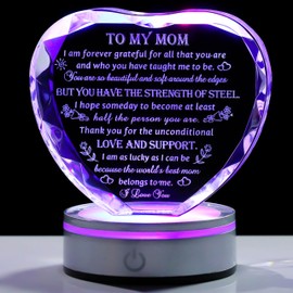 Movdyka Gifts for Mom, Mothers Day Birthday Gifts Crystal Keepsake Mom Gifts from Son Daughter Best Valentines Day Christmas Gift Ideas to My Mom Glass Decor Plaque